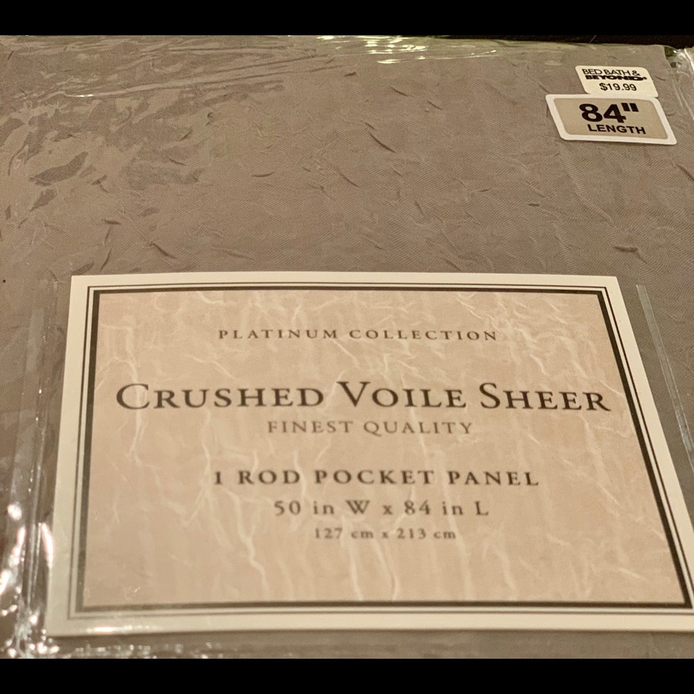 Platinum Curtain Sheer (Two) 50 in” W x 84” L